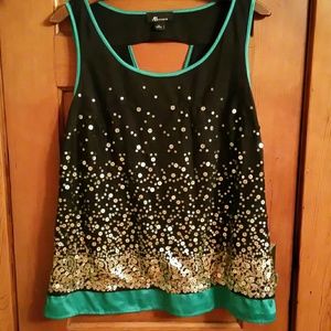 ** ADORABLE **  Black Sleeveless Top with Bling